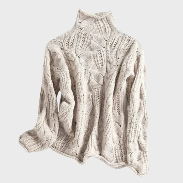 Ksenia | Cashmere Turtleneck with Cable Knit Pattern