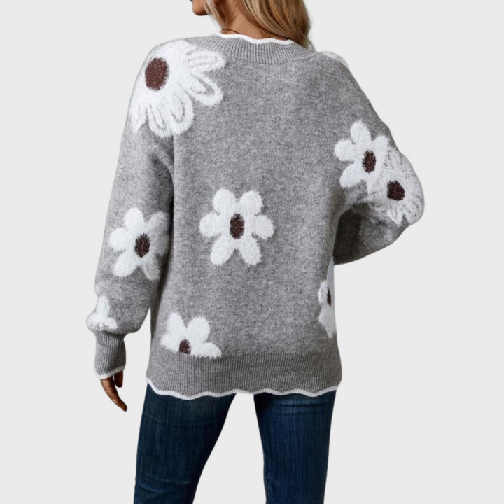 Karin | Elegant Floral Sweater With V-neck