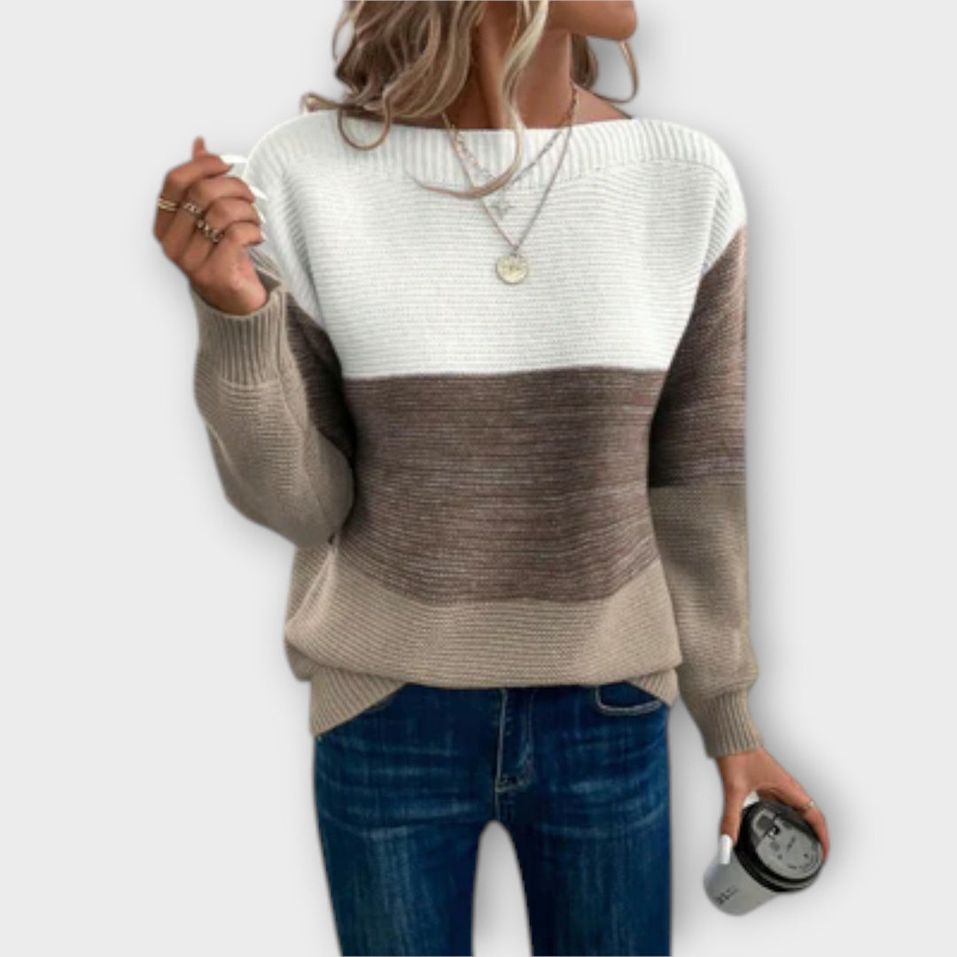 Bonnie | Elegant Three-Color Patchwork Sweater