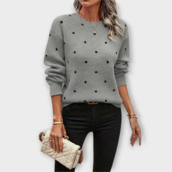 Autumn | Casual Knitted Sweater with Long Sleeves and Polka Dot Pattern