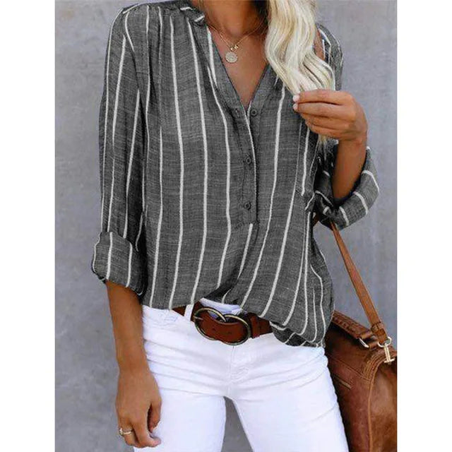 Maddie - Striped Button-Up Shirt