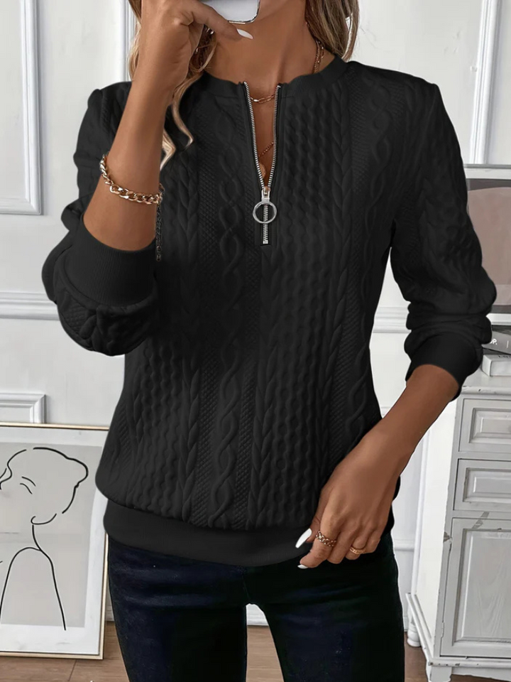 Thalienne | Cable Knit Zip Sweater