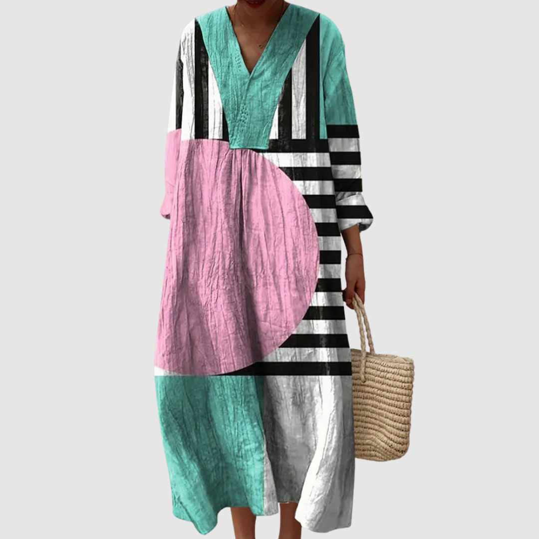 Quinn | Geo Pop Colorblock Maxi Dress