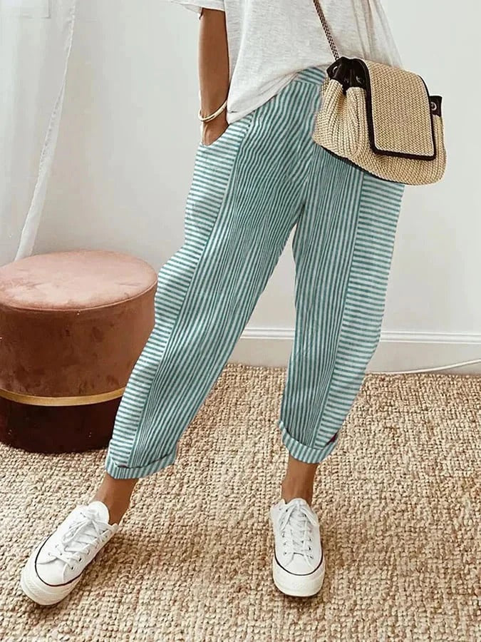 Cajsa - Cotton Striped Trousers