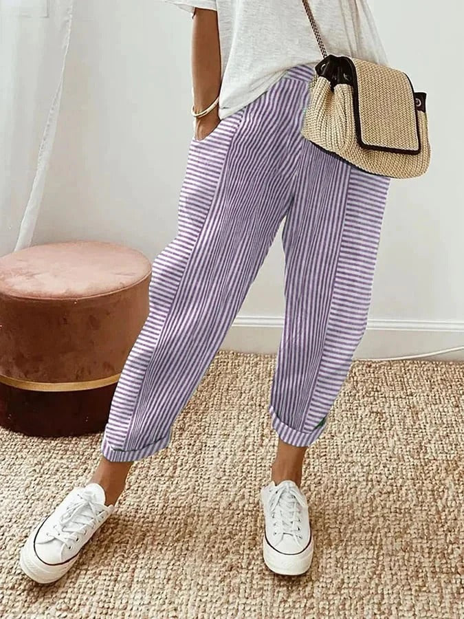 Cajsa - Cotton Striped Trousers